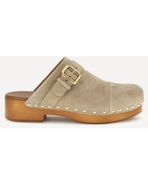 Chloé Jeannette Clog Mules - Natural