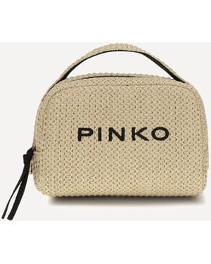 Pinko Small Raffia Beauty Case - Natural