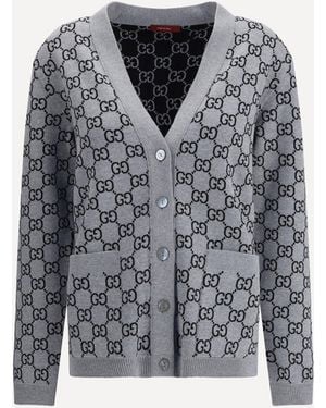 Gucci Cardigan Reversibile Gg Supreme - Grigio