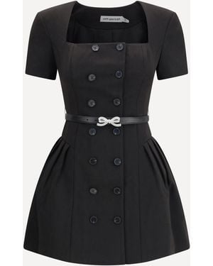 Self-Portrait Crepe Short Sleeve Dress - Black