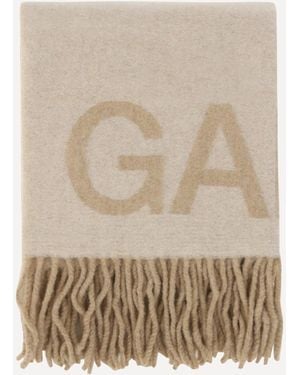 Ganni Fringed Wool Scarf - Natural