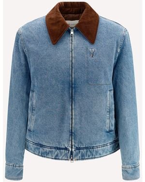 Ami Paris Ami De Coeur Denim Jacket - Blue