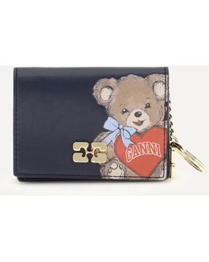 Ganni Bear Print Card Holder - Blue