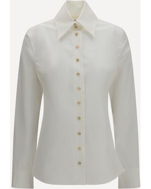 KHAITE Ivy High-Neck Shirt - Gray