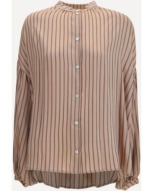 Kristina Ti Silk Blend Striped Shirt - Brown