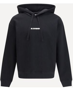 Jil Sander Cotton Logo-Detail Hoodie - Blue