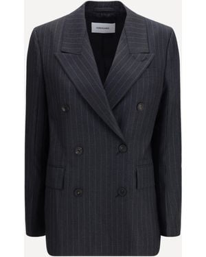 Ferragamo Double-Breasted Pinstripe Blazer - Blue