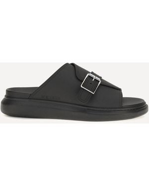 McQueen Buckle Slide Sandals - Black