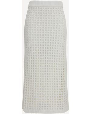 Max Mara Pure Cotton Mesh Skirt - White