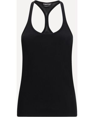 Tom Ford Silk-Blend Ribbed Jersey Tank Top - Black