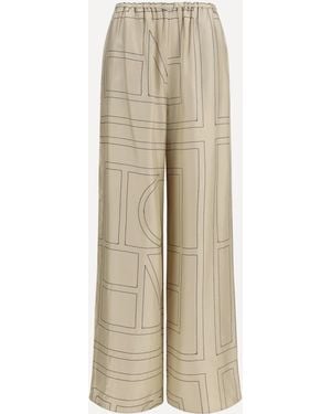 TOTEME Trousers Silk Monogram - Natural