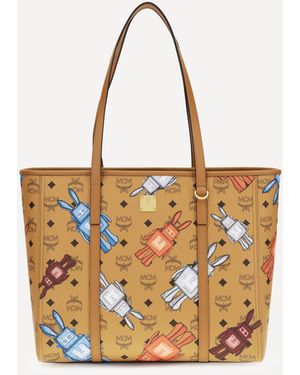 MCM Toni Printed Canvas Tote Bag - Brown