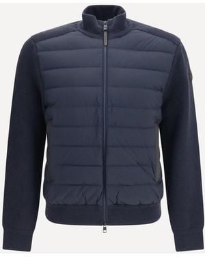 Moncler Cardigan Imbottito Con Zip - Blu