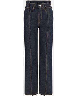 Ganni Slub Denim Fold Jeans - Blue