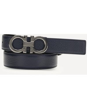 Ferragamo Reversible And Adjustable Gancini Belt - White