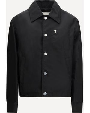 Ami Paris Buttoned Jacket With Ami De Coeur Stud - Black