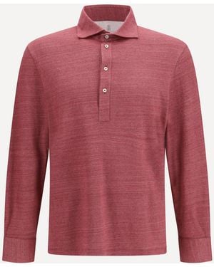 Brunello Cucinelli Long-Sleeve Polo - Red