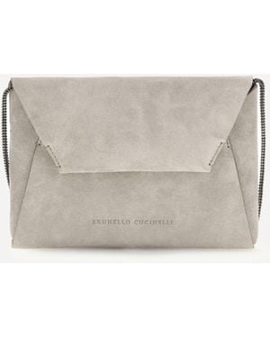 Brunello Cucinelli Bc Duo Suede Clutch Bag - White