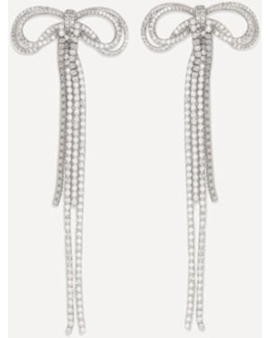 Self-Portrait Double Crystal Bow Earrings - Natural