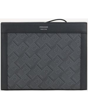 Ferragamo Gancini Pattern Pouch - Grey