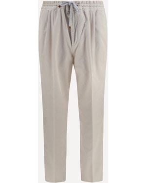 Brunello Cucinelli Corduroy Drawstring Trousers - Grey