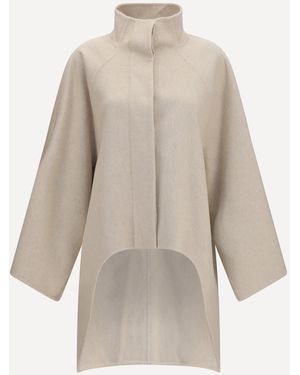 Alaïa Asymmetric Double Face Cashmere Coat - Natural
