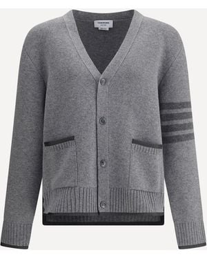 Thom Browne Merino Wool Cardigan - Gray