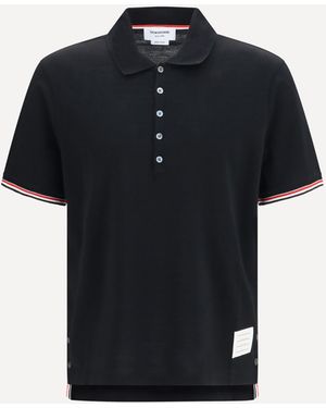 Thom Browne Rwb Striped Short-Sleeve Polo - Black