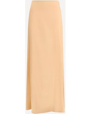 Kristina Ti Classic Long Silk Skirt - White