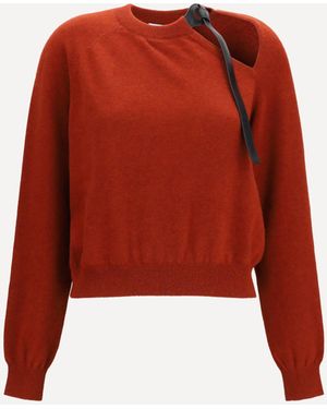 Ferragamo Crewneck Jumper With Cut-Out Detail - Red