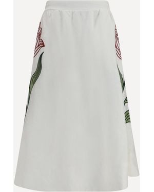 FARM Rio Floral Embroidered Skirt - Grey