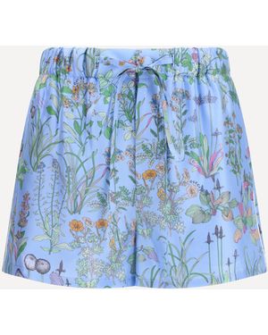 Gucci Printed Silk Twill Shorts - Blue