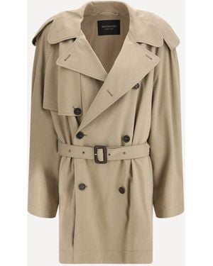 Balenciaga Belted Double-Breasted Trench Coat - Natural