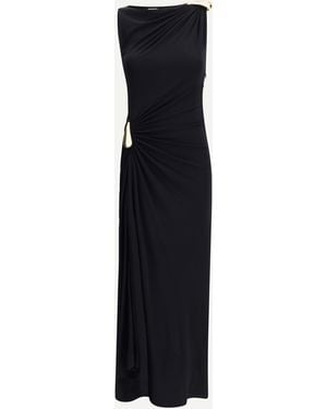 ワンピース Bottega Veneta Black Jersey Long Dress BOTTEGA VENETA Gathered embellished crepe-jersey maxi dress