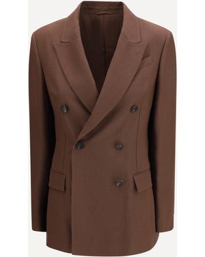 Brunello Cucinelli Peak Lapels Double-Breasted Blazer - Brown