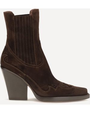 Paris Texas Dallas Embroidered Ankle Boots - Brown