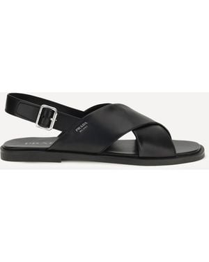 Prada Sandali Saffiano Criss-Cross - Bianco