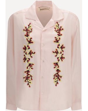 BAZISZT Camicia Con Ricamo Floreale - Rosa