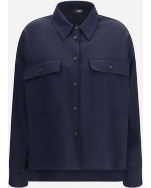 Weekend by Maxmara Mulino Cropped Shirt Jacket - Blue