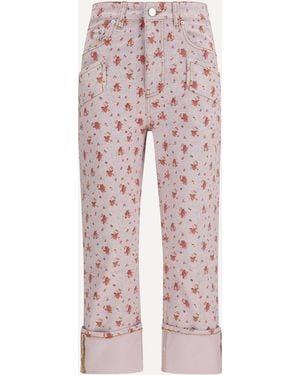 Ganni Printed Capri Trousers - Pink