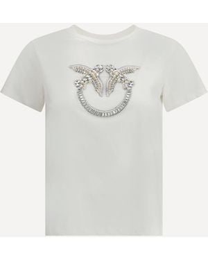 Pinko Embroidered Logo T-Shirt - White
