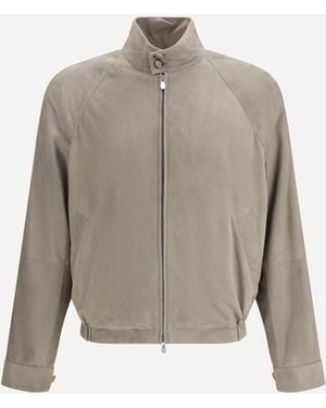 Brunello Cucinelli Suede Leather Jacket - Grey