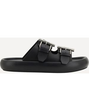 サンダル・ミュール alexander mcqueen Straps leather sandals (734984WHSWD 1081) Alexander Mcqueen Black Leather Punk Ankle Strap Sandals