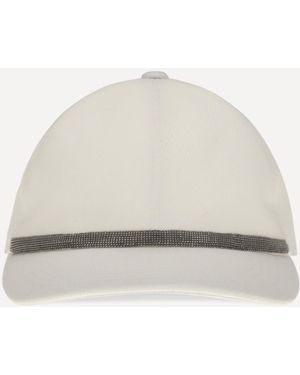 Brunello Cucinelli Baseball Cap With Monili Embellishment - Natural