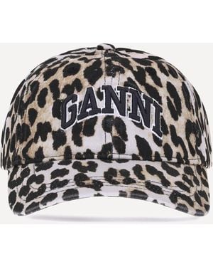 Ganni Leopard Baseball Hat - Black