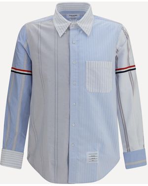 Thom Browne Camicia Oxford Funmix A Righe - Blu