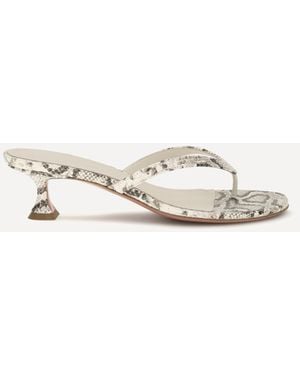 AMINA MUADDI Snake-Print Juliette Thong Sandals - White