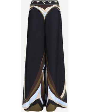 PUCCI Silk Printed Palazzo Trousers - Blue