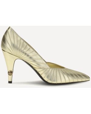 Versace Metallic Leather Court Shoes - Natural