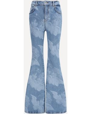 Fiorucci Flare Skinny Angel-Print Jeans - Blue